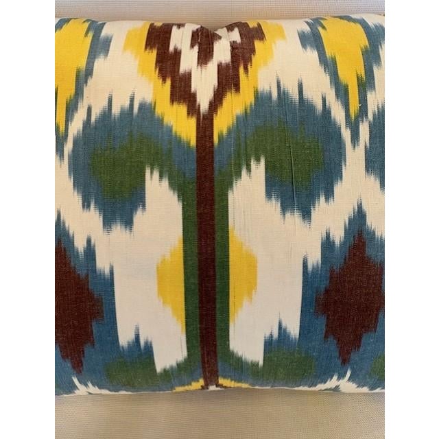 Blue and Yellow Silk Pillow For Sale - Image 4 of 4