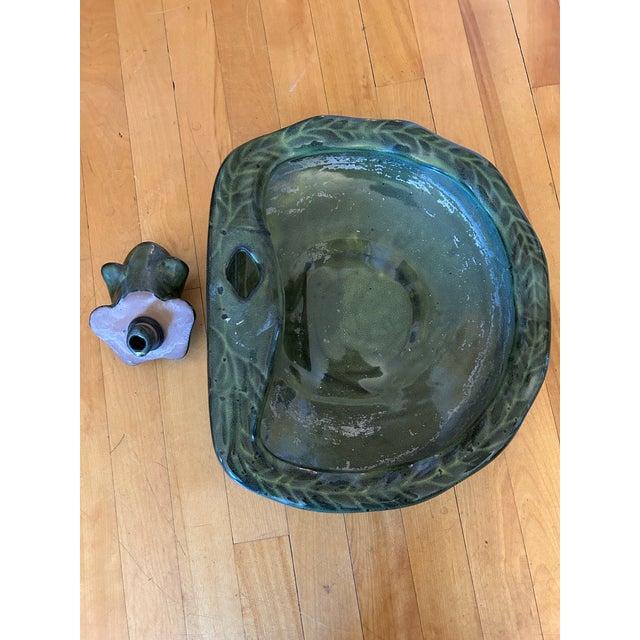 Dark Green Contemporary Ceramic Frog Fountain For Sale - Image 8 of 11