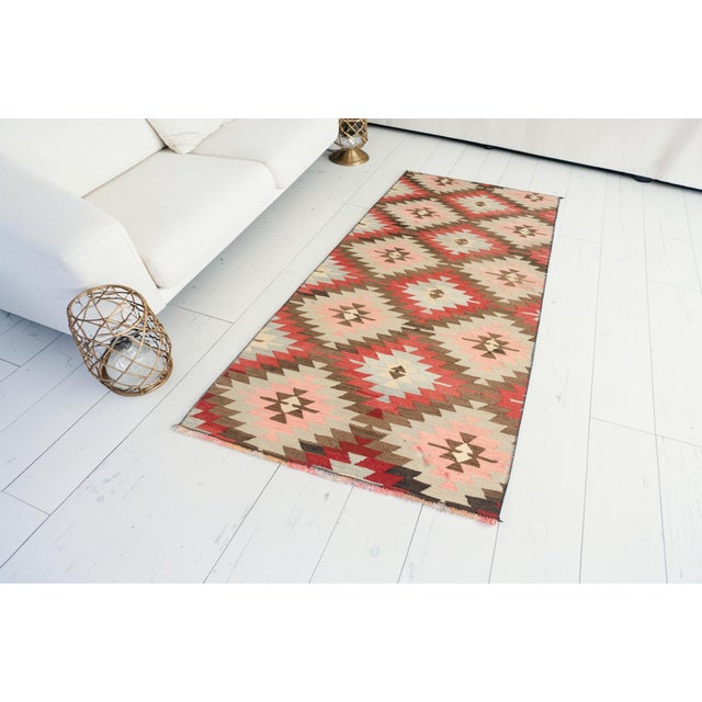 Geometric Vintage Kilim Rug For Sale - Image 9 of 10