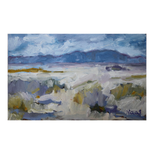 Earth Tone Abstract Desert Landscape Oil Painting – Southwestern Wall Art by L Haas