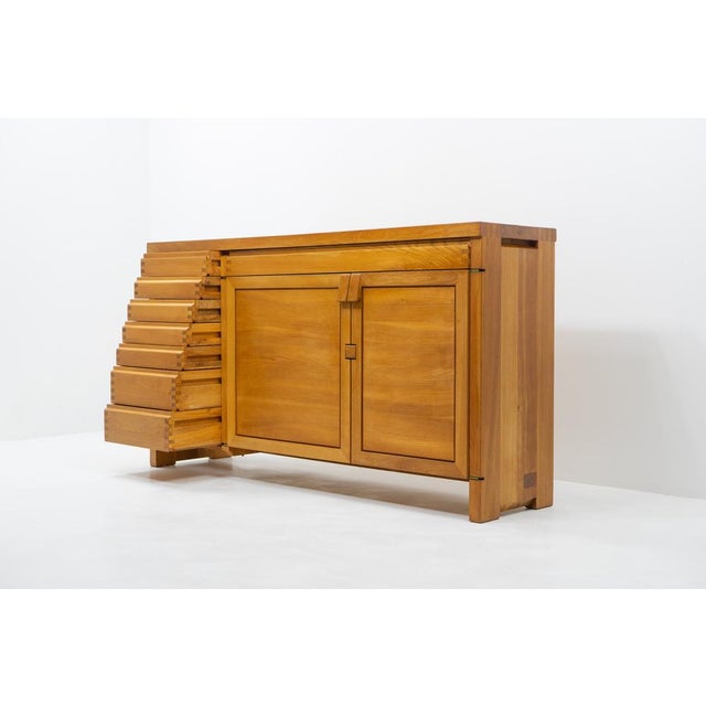 Wood Vintage Elmwood Sideboard R13A by Pierre Chapo, 1980s For Sale - Image 7 of 17