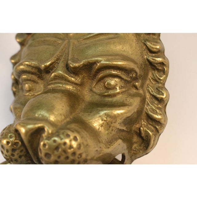 Metal Vintage Door Knocker Lion Head in Brass, 1950s For Sale - Image 7 of 18