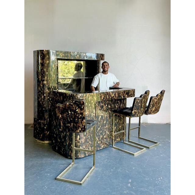 Vintage Boho Tessellated Horn Dry Bar Set of 5 For Sale - Image 10 of 14