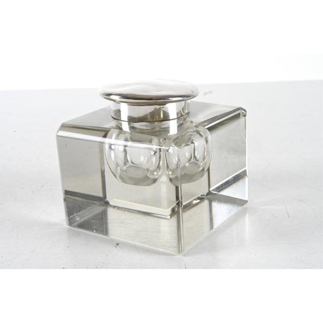 19th Century Antique Scottish Crystal and Sterling Silver Inkwell For Sale - Image 5 of 9