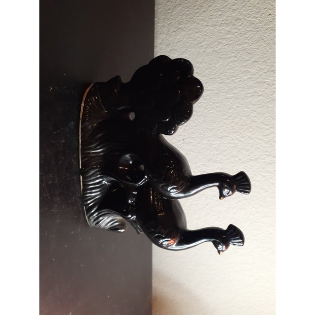 1980s 1980s Black Ceramic Peacock Figurine For Sale - Image 5 of 6