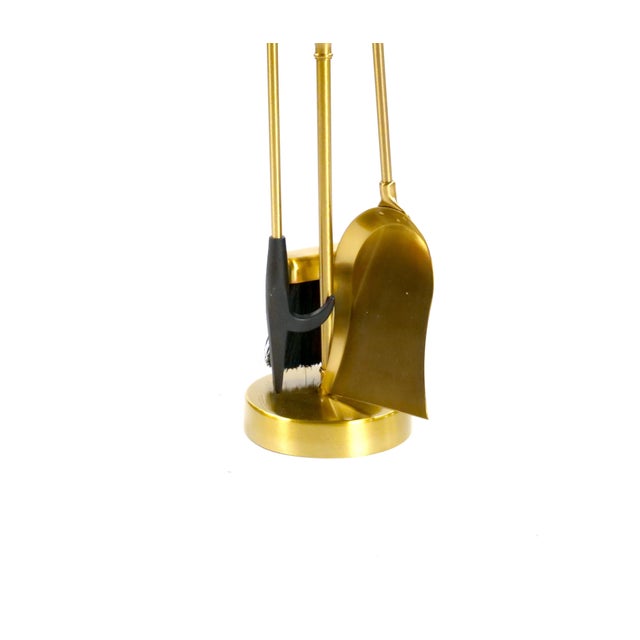 Brass Italian Brass Fireplace Tool Set on Stand For Sale - Image 8 of 9