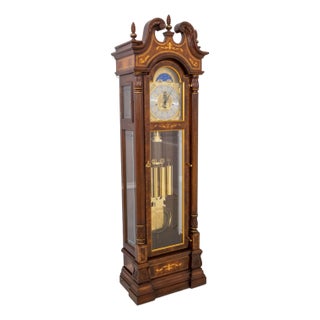 Charles Sligh Inlaid Mahogany Grandfather Clock For Sale