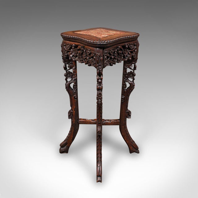 Late 19th Century Small Antique Jardiniere Stand, Oriental, Marble, Wine, Lamp Table, Victorian For Sale - Image 5 of 12
