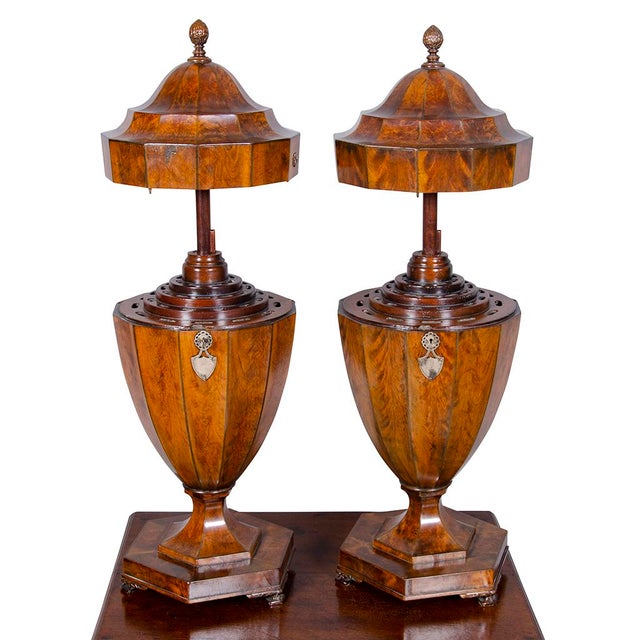 Wood Pair of Regency Mahogany Knife Urns For Sale - Image 7 of 13