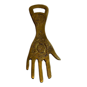 Moroccan Hamsa Hand Brass Bottle Opener Boho Talisman Barware 1960s