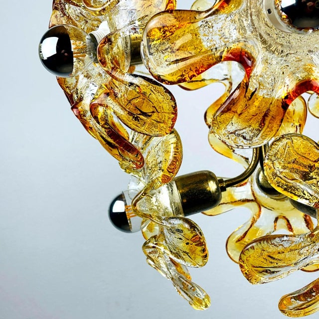 AVMazzega Mid-Century Amber Murano Glass Chandelier from Mazzega, Italy, 1970s For Sale - Image 4 of 13