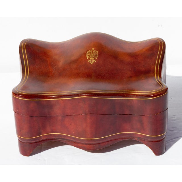 Fine leather box with gold gilt decoration. Italian. Mid 20th century. Hand made.