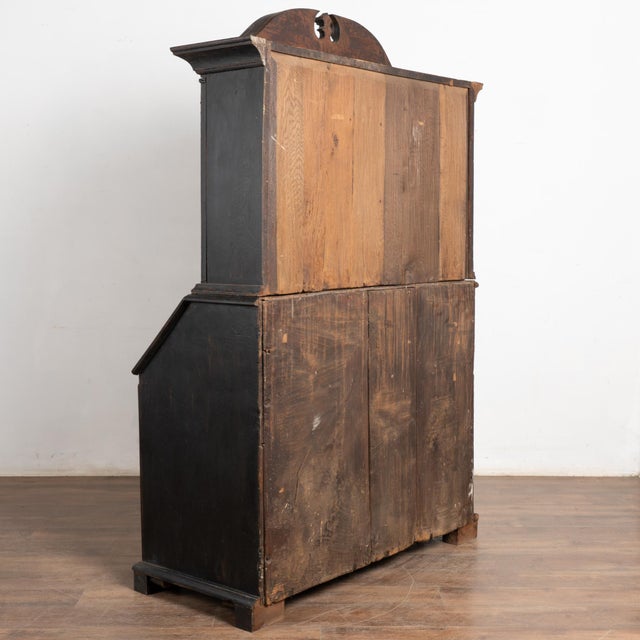 18th Century Danish Oak Secretary Bureau, Painted Black For Sale - Image 14 of 14