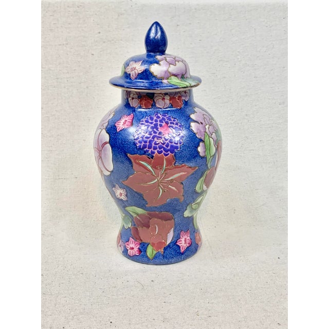 Chinoiserie Vintage Blue Floral Ginger Jar For Sale - Image 3 of 13