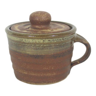Vintage Studio Pottery Lidded Mug For Sale