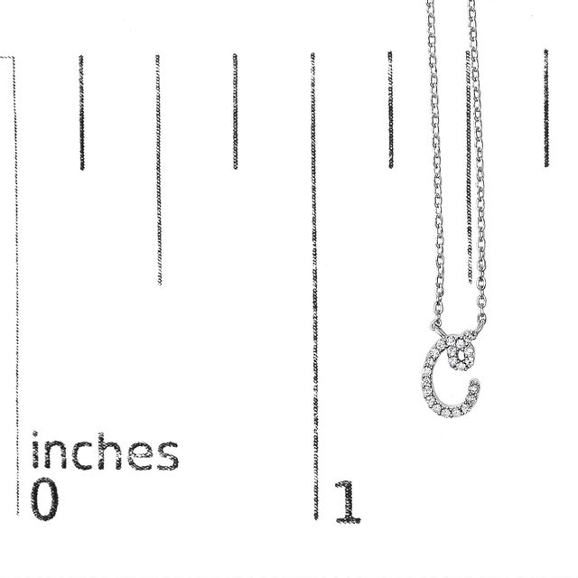 Early 21st Century 10K White Gold Diamond Accent "C" Initial Script Style Pendant Necklace For Sale - Image 5 of 5