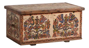 Antique Hand Painted Folk Style Trunk, 1880s