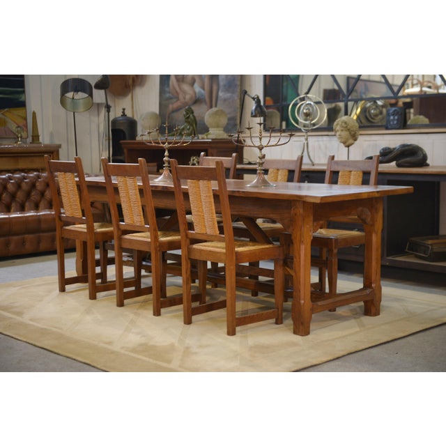 Large Elm Farmhouse Table, 1950s For Sale - Image 6 of 15