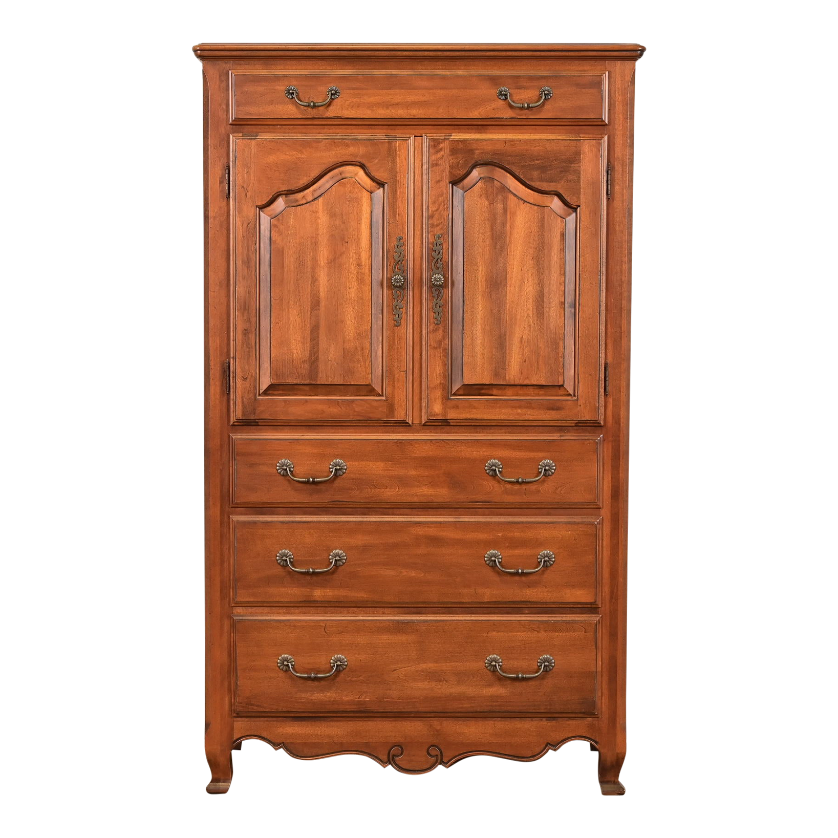 Ethan Allen Country French Carved Solid Maple Highboy Dresser or