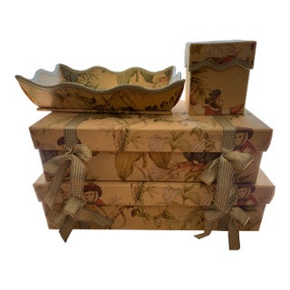 1980s Legacy Fabric Covered Boudoir Set - 4 Pieces For Sale
