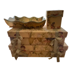 1980s Legacy Fabric Covered Boudoir Set - 4 Pieces