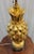 1970s Mid Century Gold Leaf Pineapple Table Lamp With Black Shade For Sale - Image 5 of 7