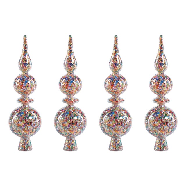 Pentagon Multicolor Sequin Glass Tree Toppers, Set of 4 For Sale
