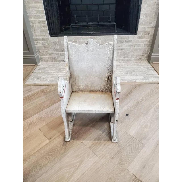 White Antique American Painted Cat Childs Chair For Sale - Image 8 of 11