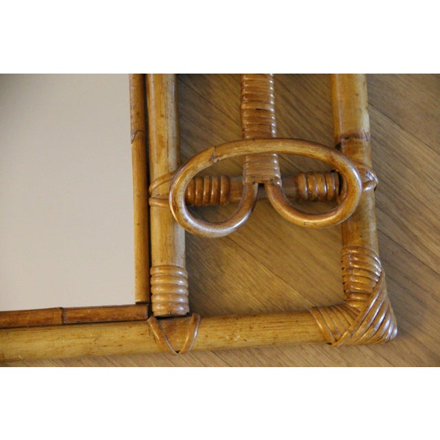 Coat Rack and Wall Mirror in Rattan and Bamboo, 1960s For Sale - Image 4 of 17
