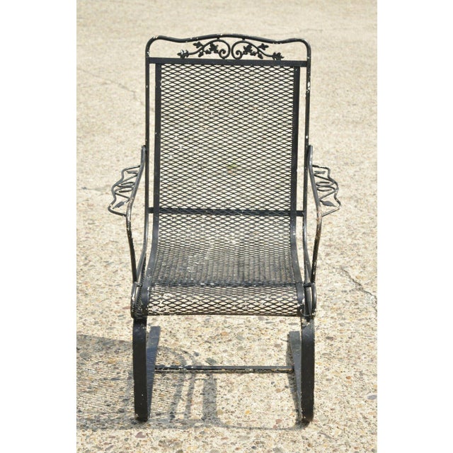 Mid 20th Century Woodard Black Wrought Iron Victorian Style Outdoor