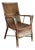 Art Deco Wabi Sabi Colonial Rattan and Faux Leather Oil Cloth Armchair, 1920s For Sale