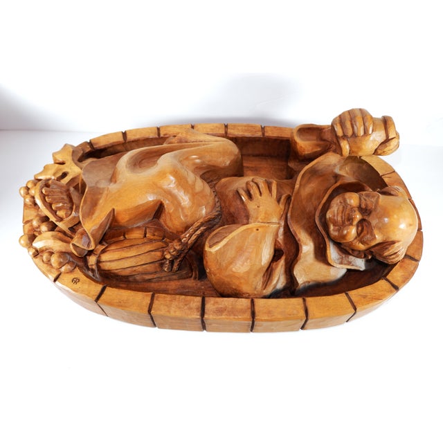 Vintage German Wood Carving Monk With Wine Glass For Sale - Image 9 of 10