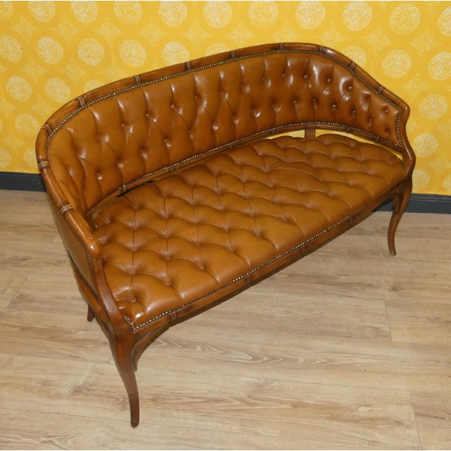 Vintage Chesterfield Style Leather Caramel Two-Seater Sofa, 1960s For Sale - Image 11 of 11