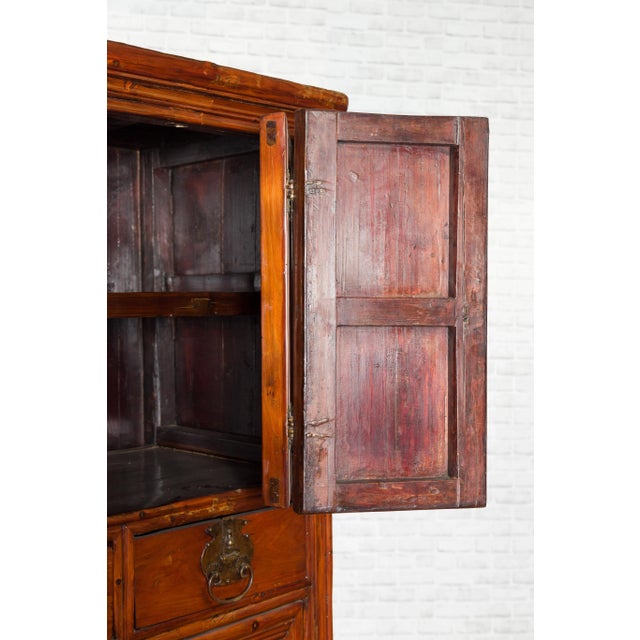 Chinese Qing Dynasty 19th Century Accordion Doors Cabinet with Three Drawers For Sale - Image 4 of 13