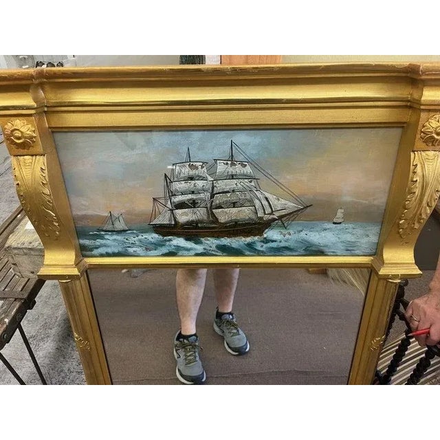 19th Century Original Lemon Gilded Reverse Painted Mirror For Sale - Image 4 of 7