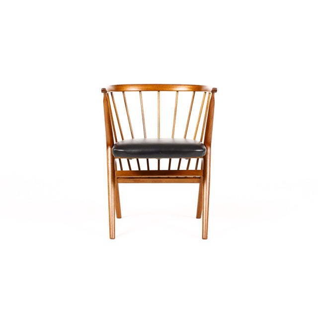 #2089 — Danish Modern / Mid Century Teak No. 8 Captain’s Dining Chair — Helge Sibast Attributed — Black Leather Great...