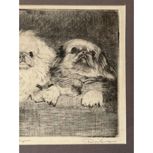 Black Don Swann ( 1889-1954 Us) Signed "Pekingese" Etching #48/250 LTD Ed Print Framed For Sale - Image 8 of 9