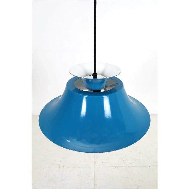 Blue Danish Hanging Lamp by Erik Balslev for Fog & Mørup, 1970s For Sale - Image 6 of 18