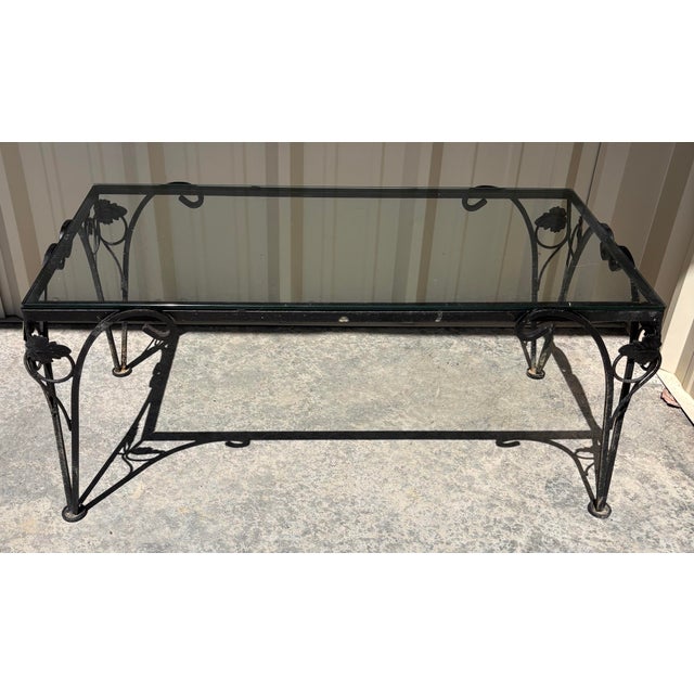 Art Deco Vintage Art Deco Wrought Iron and Glass Coffee Table For Sale - Image 3 of 10