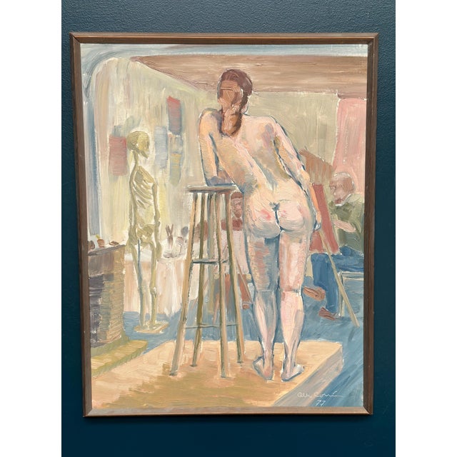 Olle C, Female Model in the Studio, 1977, Oil Painting on Canvas, Framed For Sale - Image 4 of 18