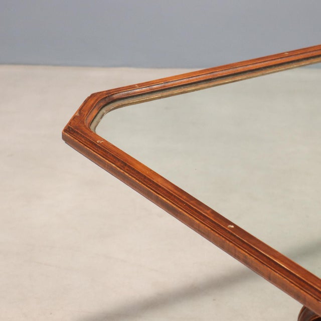 Carved Wooden Center Table with Glass Top For Sale - Image 4 of 10