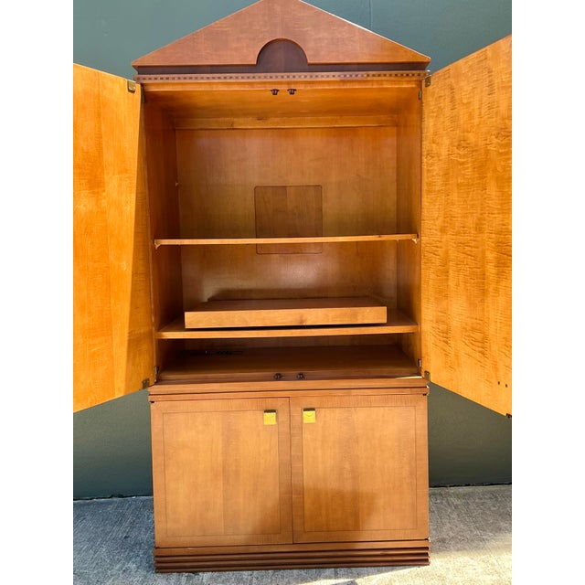 Chocolate Vintage Hickory White Pediment Armoire For Sale - Image 8 of 12