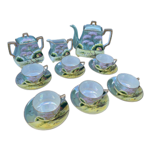1920s Japanese Cherry Blossom Lusterware Tea Set by Moriyama -17Pc