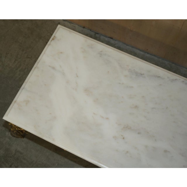 Italian Brass & Carrara Marble Coffee Table with Thick Cut Top, 1880s For Sale - Image 13 of 18