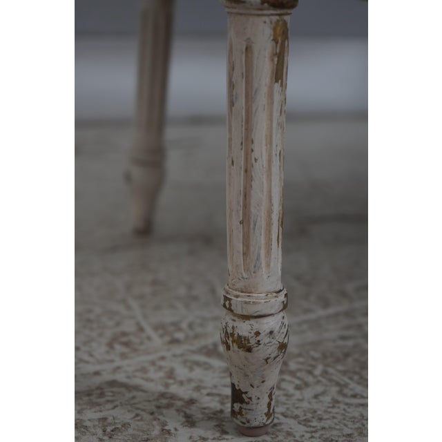 French Louis XVI Style Blue & White Oval Back Settee For Sale - Image 9 of 18
