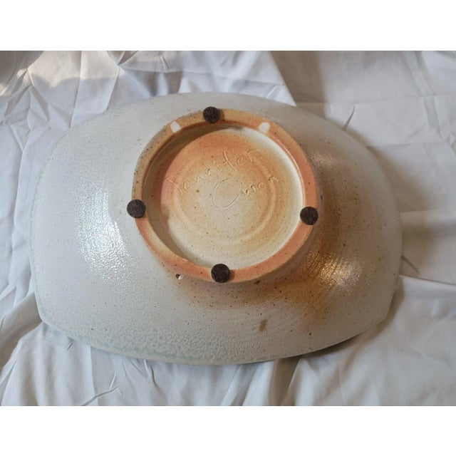 Ceramic 1990s Modernist Jennifer Owen Studio Pottery Footed Dish For Sale - Image 7 of 9
