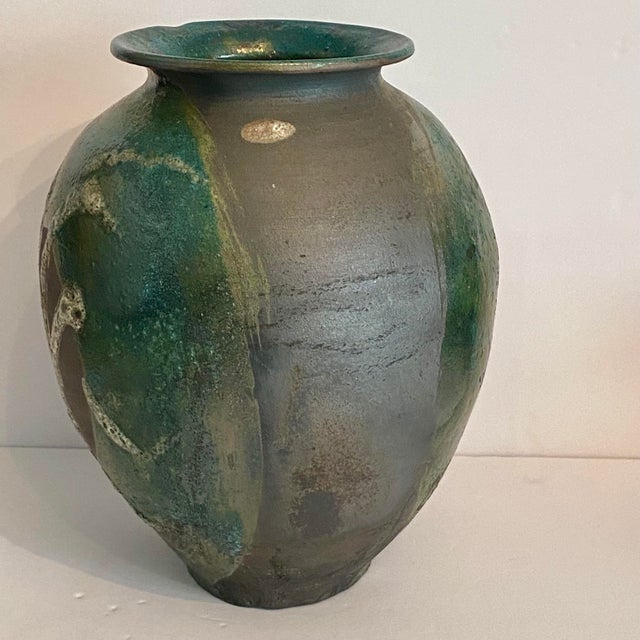 Contemporary Raku Vase Studio Art Pottery For Sale - Image 3 of 11