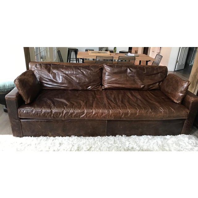 Restoration Hardware Belgian Track Arm Leather Sofa Chairish