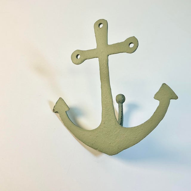 1970s Vintage Nautical Coastal Arts & Crafts Cast Iron Anchor Wall Hook For Sale - Image 9 of 9