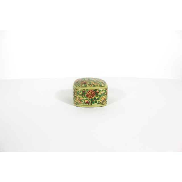 Vintage Hand Painted Kashmir Lacquered Trinket Box For Sale - Image 6 of 8